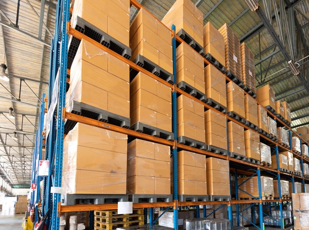 Interior Of Logistics Warehouse Full Of Cartons